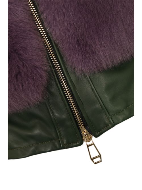 Giubbotto NP1994 in pelle e pelliccia di volpe YES LONDON | NP1994VERDE